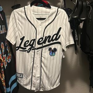 WALT DISNEY WORLD NWT UNISEX Mickey Mouse Legend Striped Baseball Jersey Sz Xs